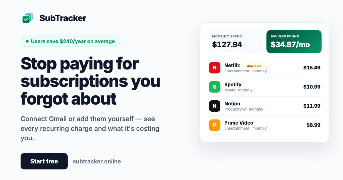 SubTracker screenshot 1