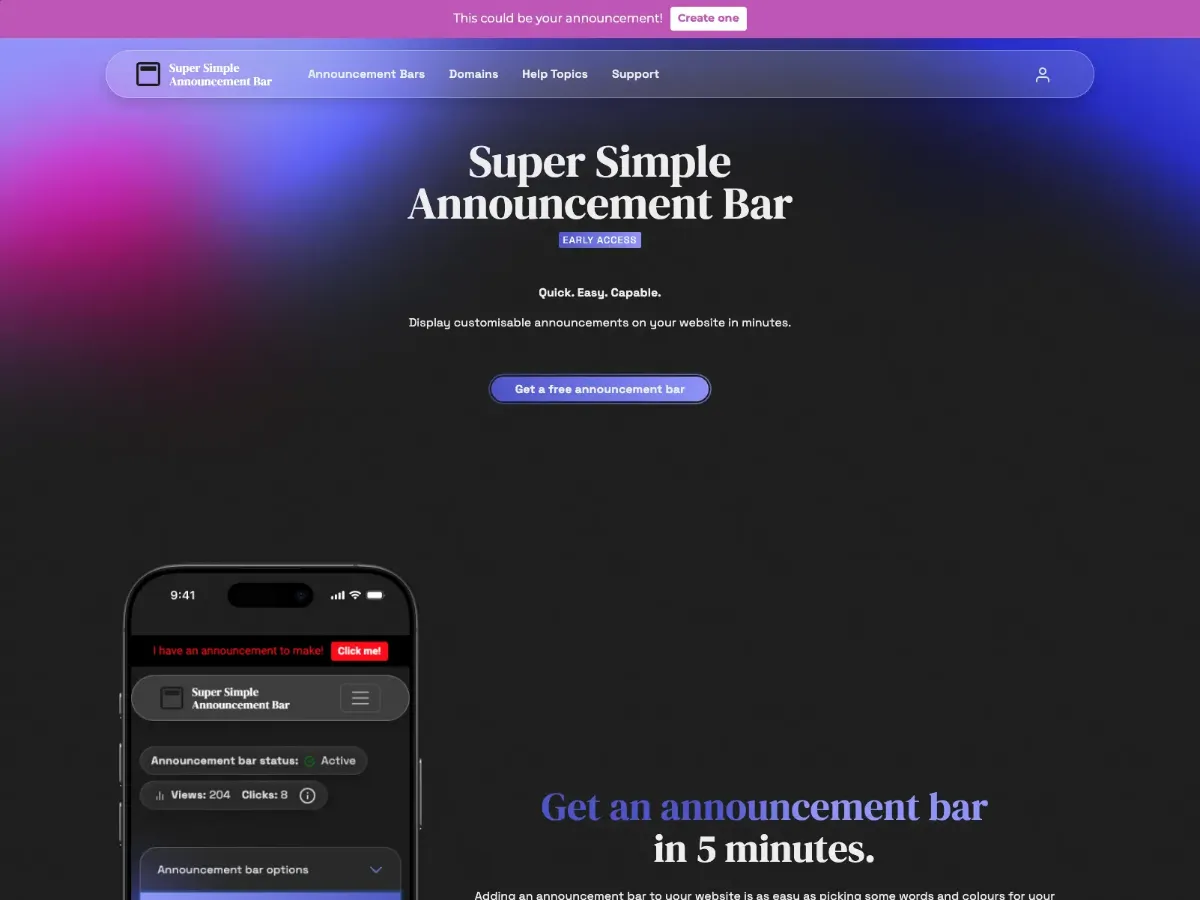 Super Simple Announcement Bar image number 01