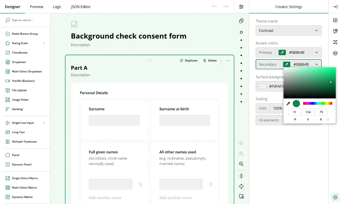 SurveyJS screenshot 1