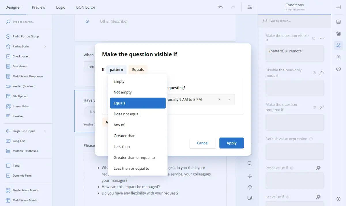 SurveyJS screenshot 2