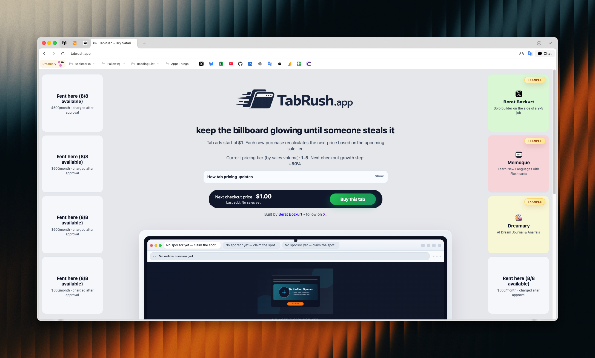 TabRush – Be Fast, Put Your Ad screenshot 1