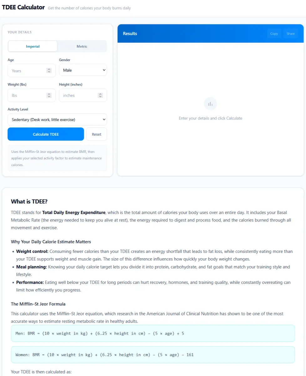 TDEE Calculator Free screenshot 1