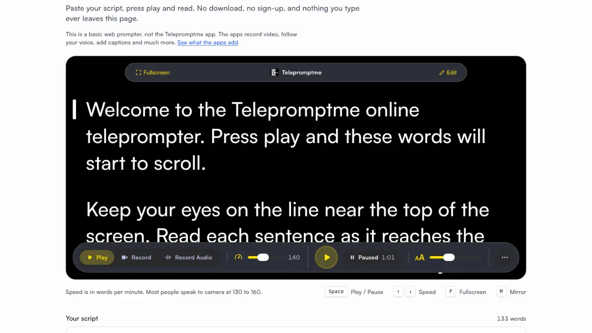 Telepromptme Online Prompter screenshot 2