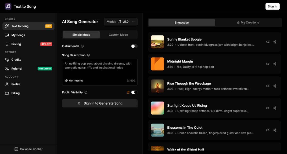 Text to Song product image