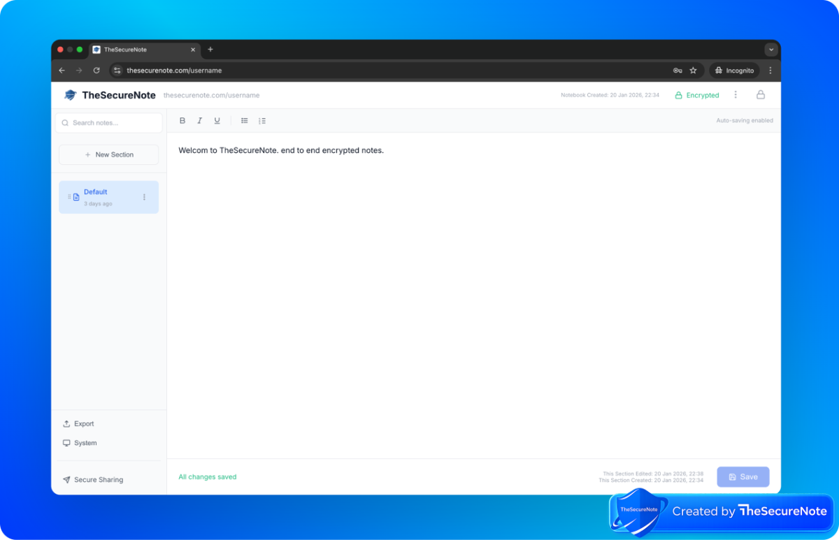 The Secure Note screenshot 1