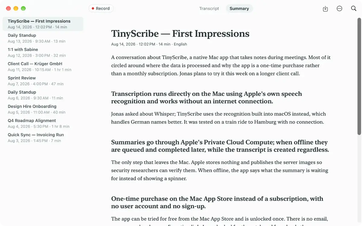 TinyScribe screenshot 1