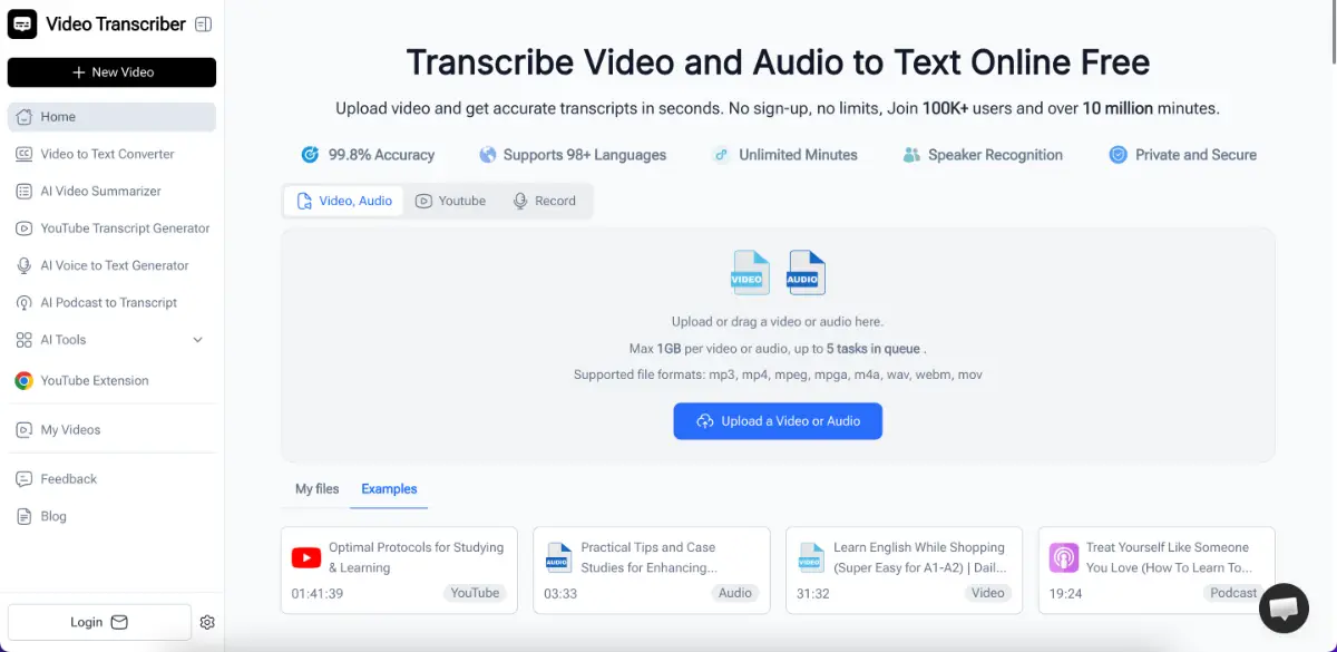 Transcribe Video to Text screenshot 1