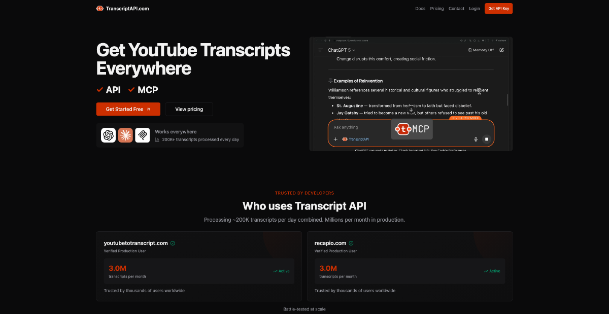 TranscriptAPI product image