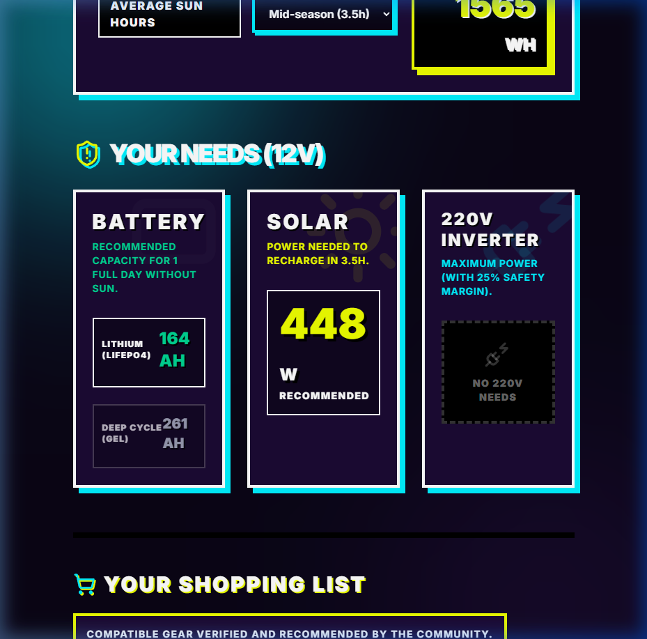 VanPowerCalc screenshot 2
