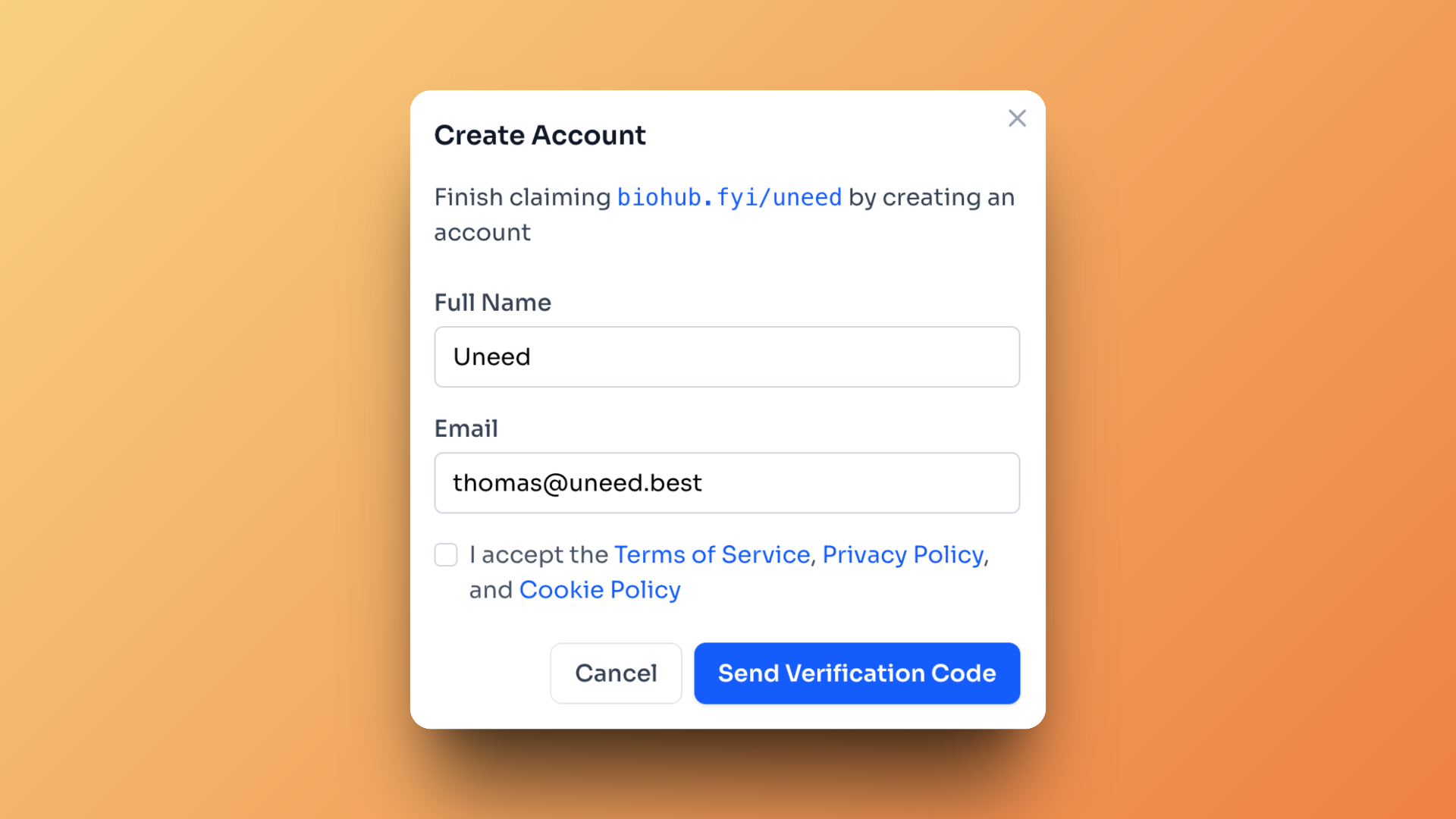 Clean account creation flow with email verification
