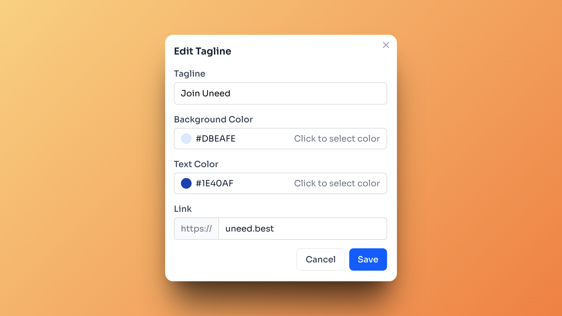 Tagline customization with color controls and link options