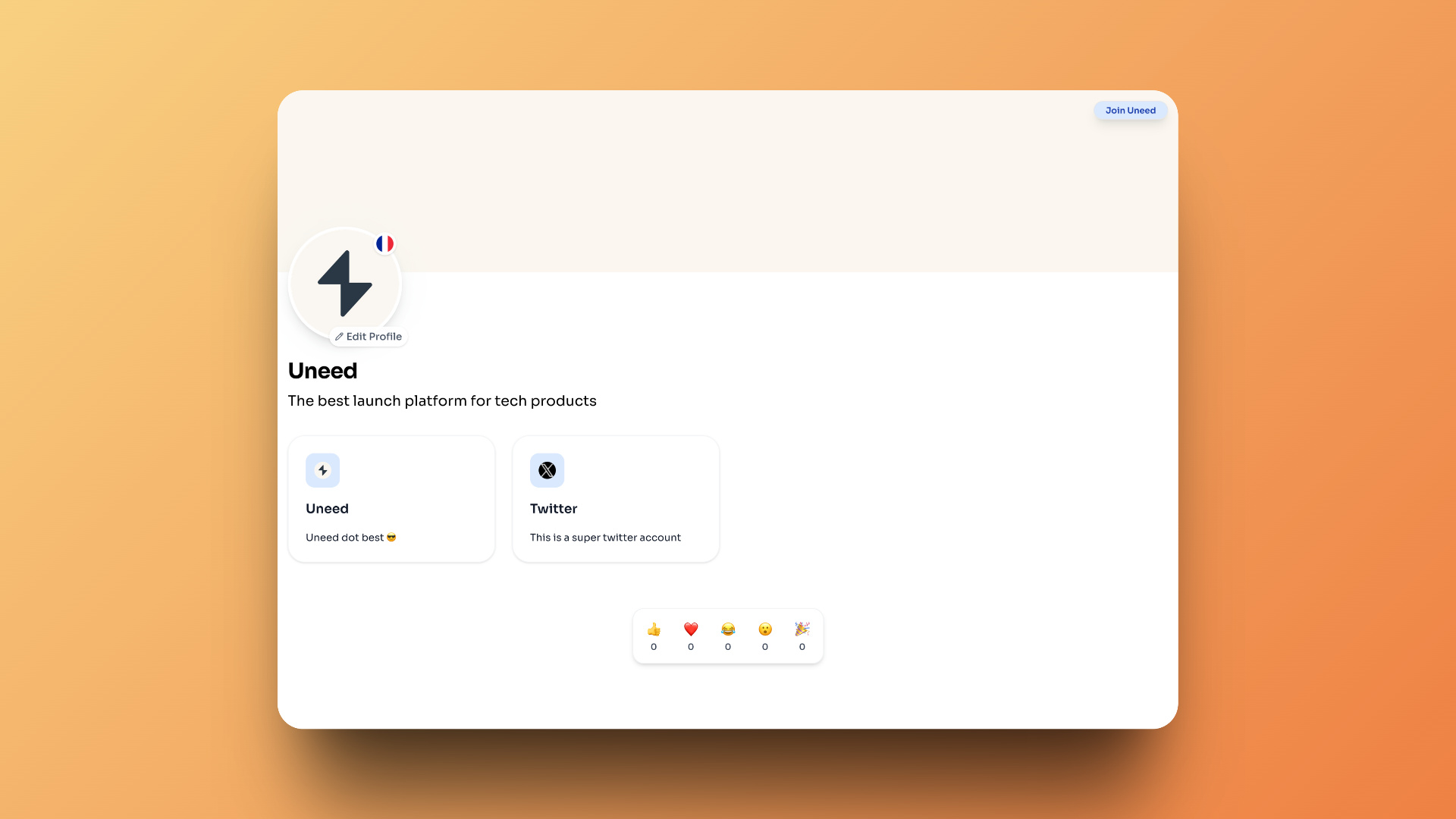Complete profile page showing portfolio-style layout