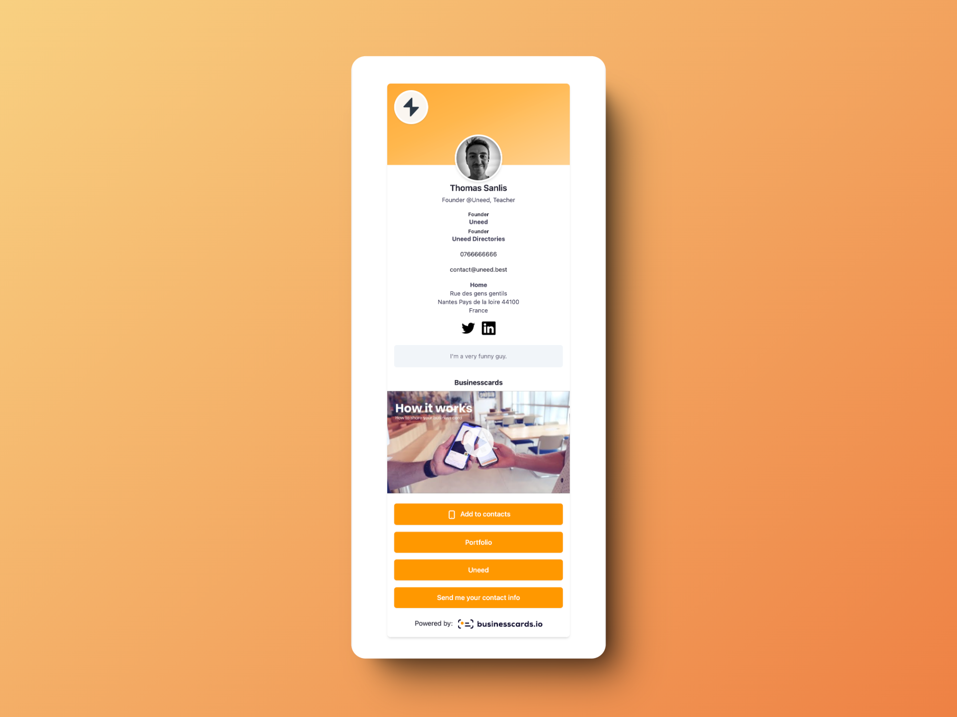 Businesscards.io - Create a new business card