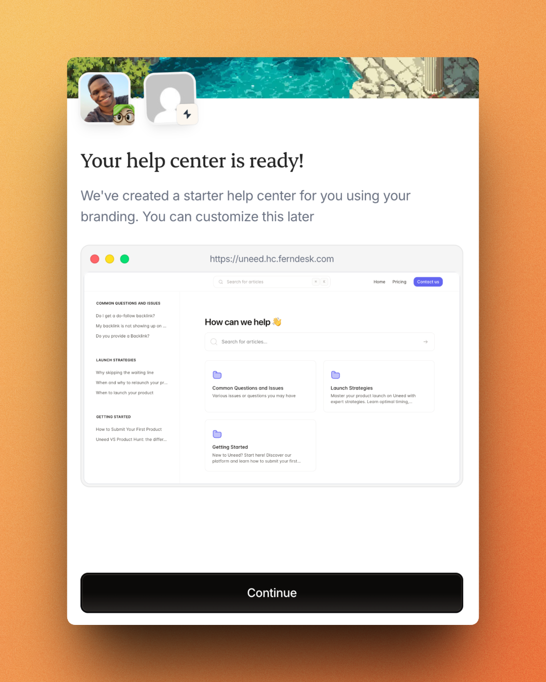 Help center ready with imported content