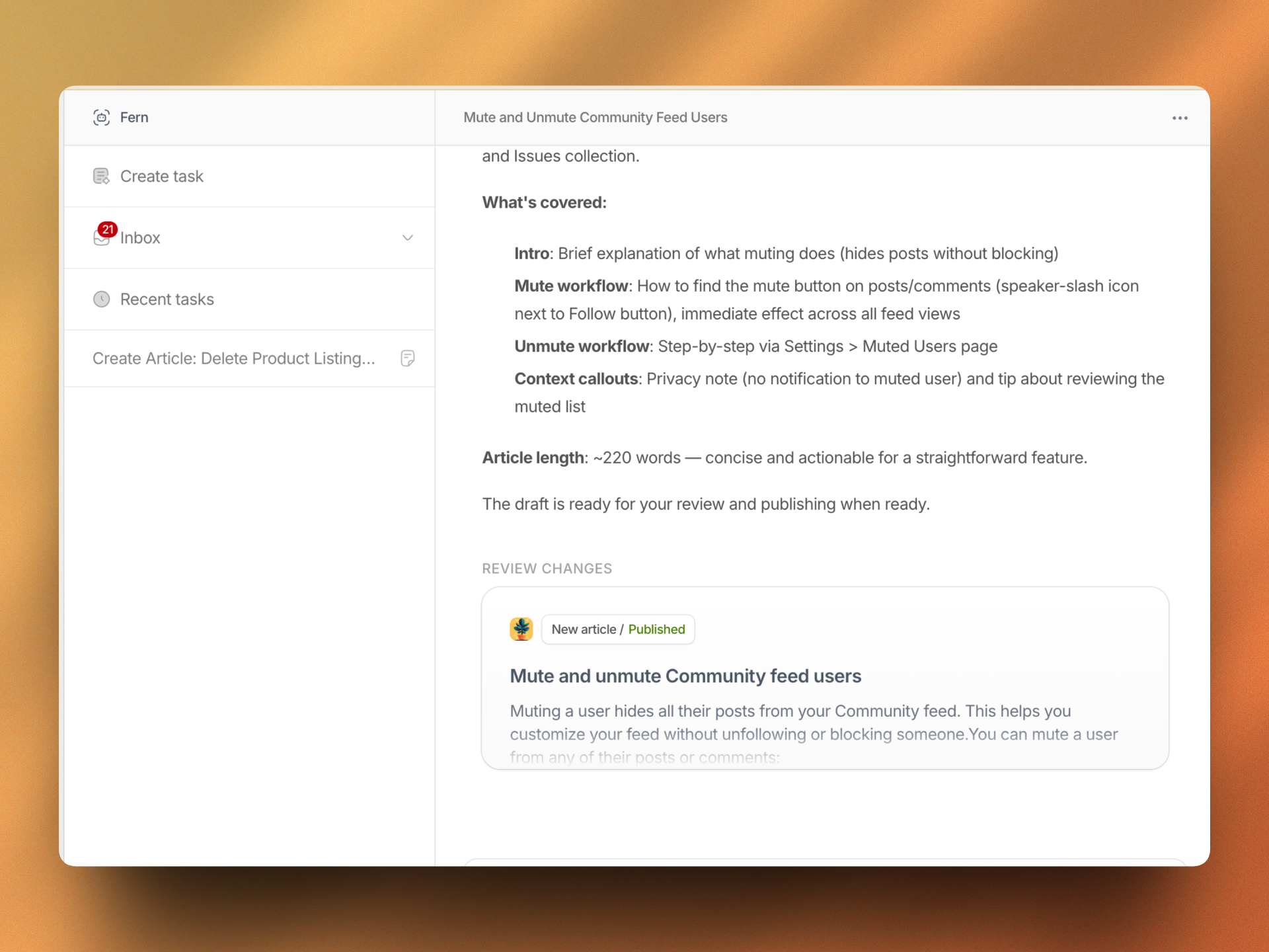 Article suggestion with context from support tickets