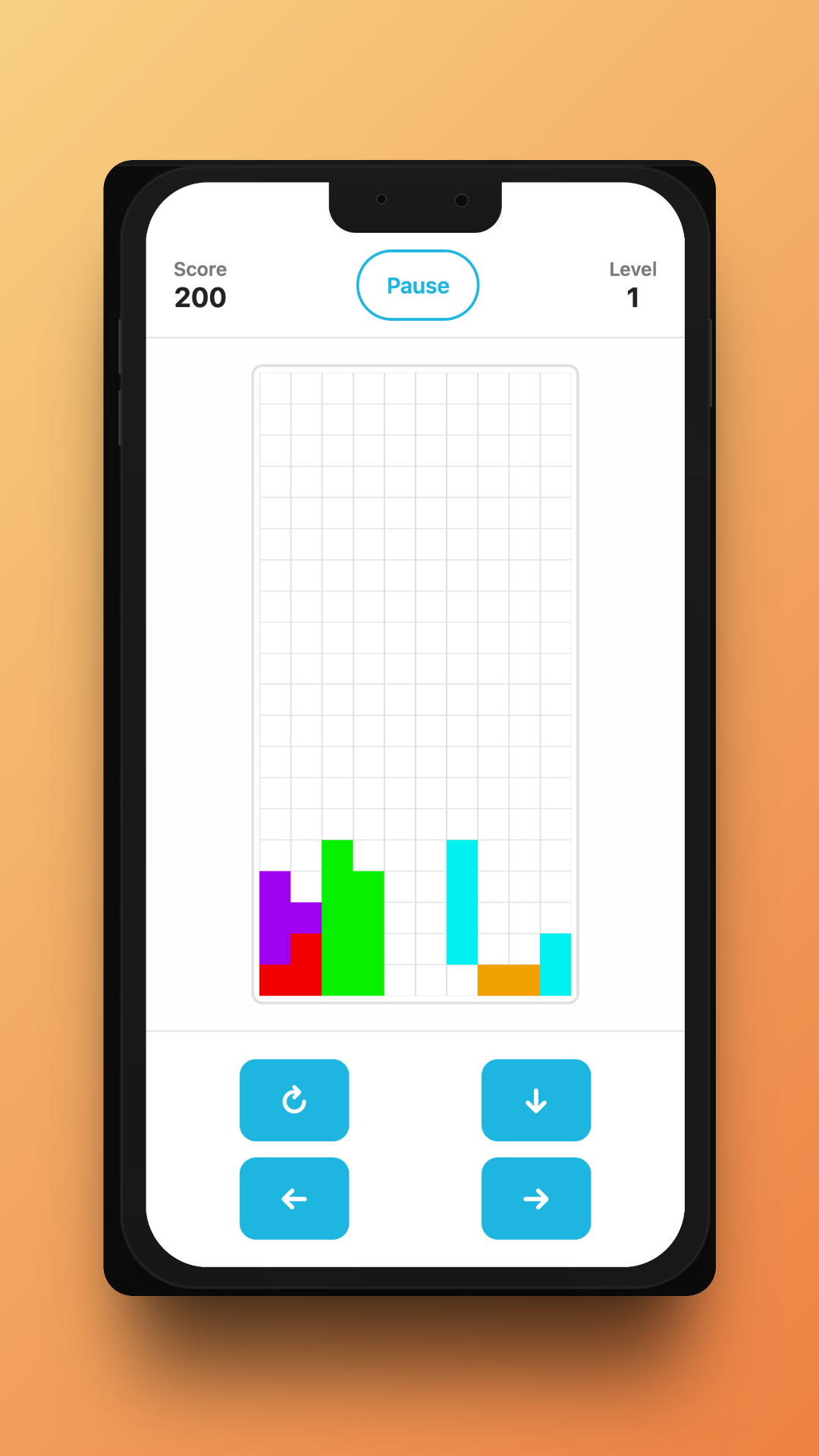 The perfected Tetris game using full screen space