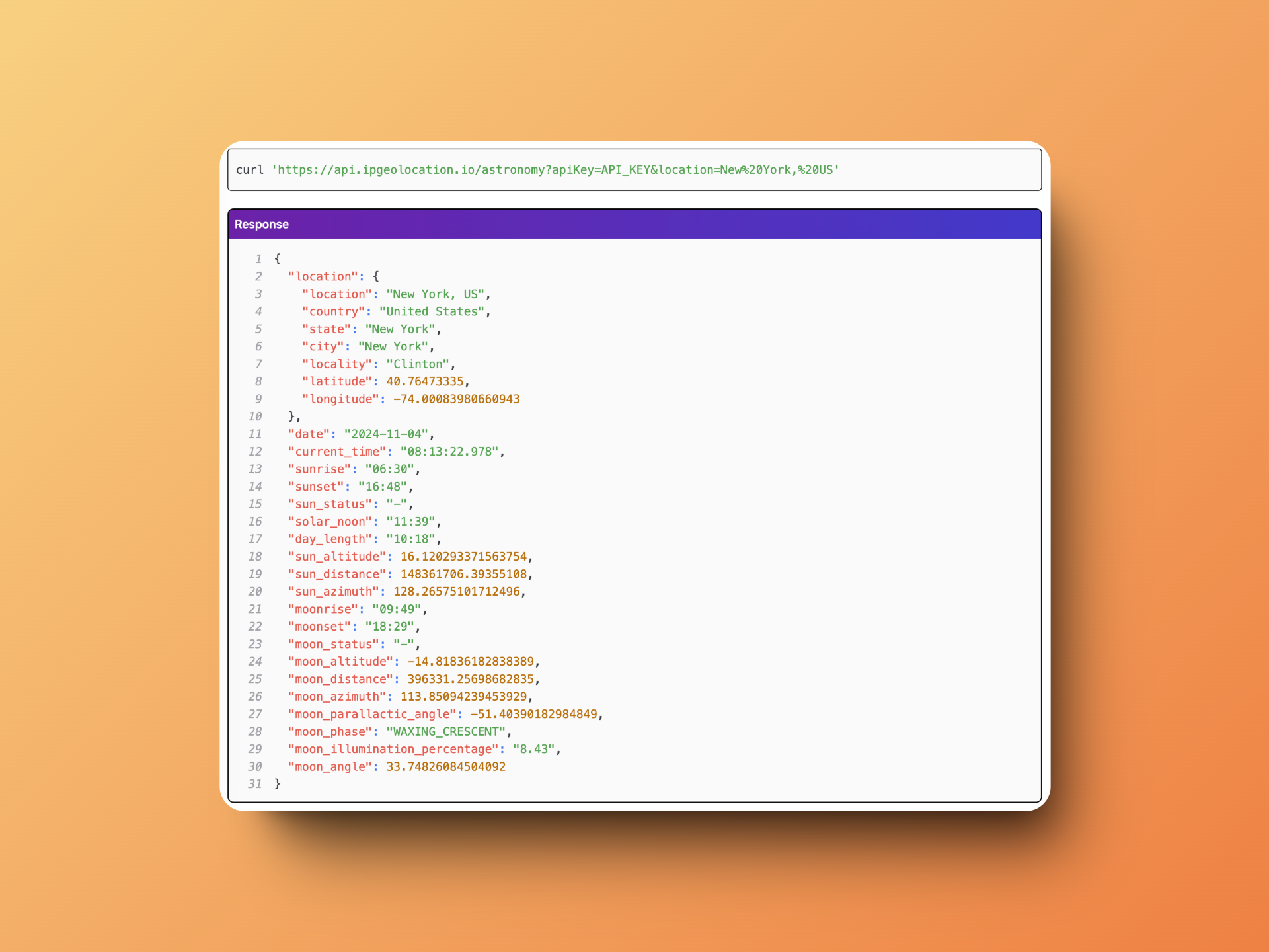 Astronomy API Response