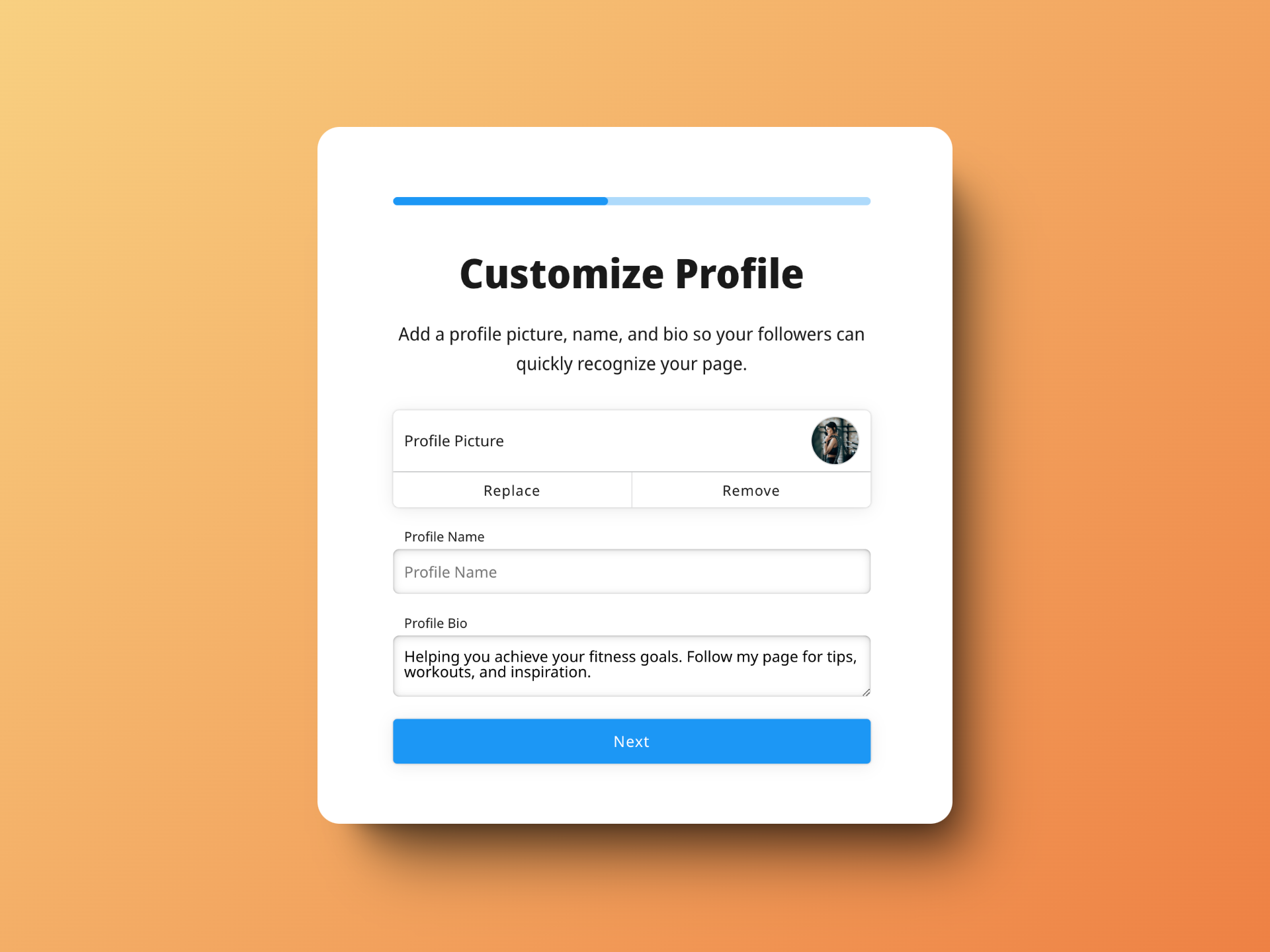 Customize profile