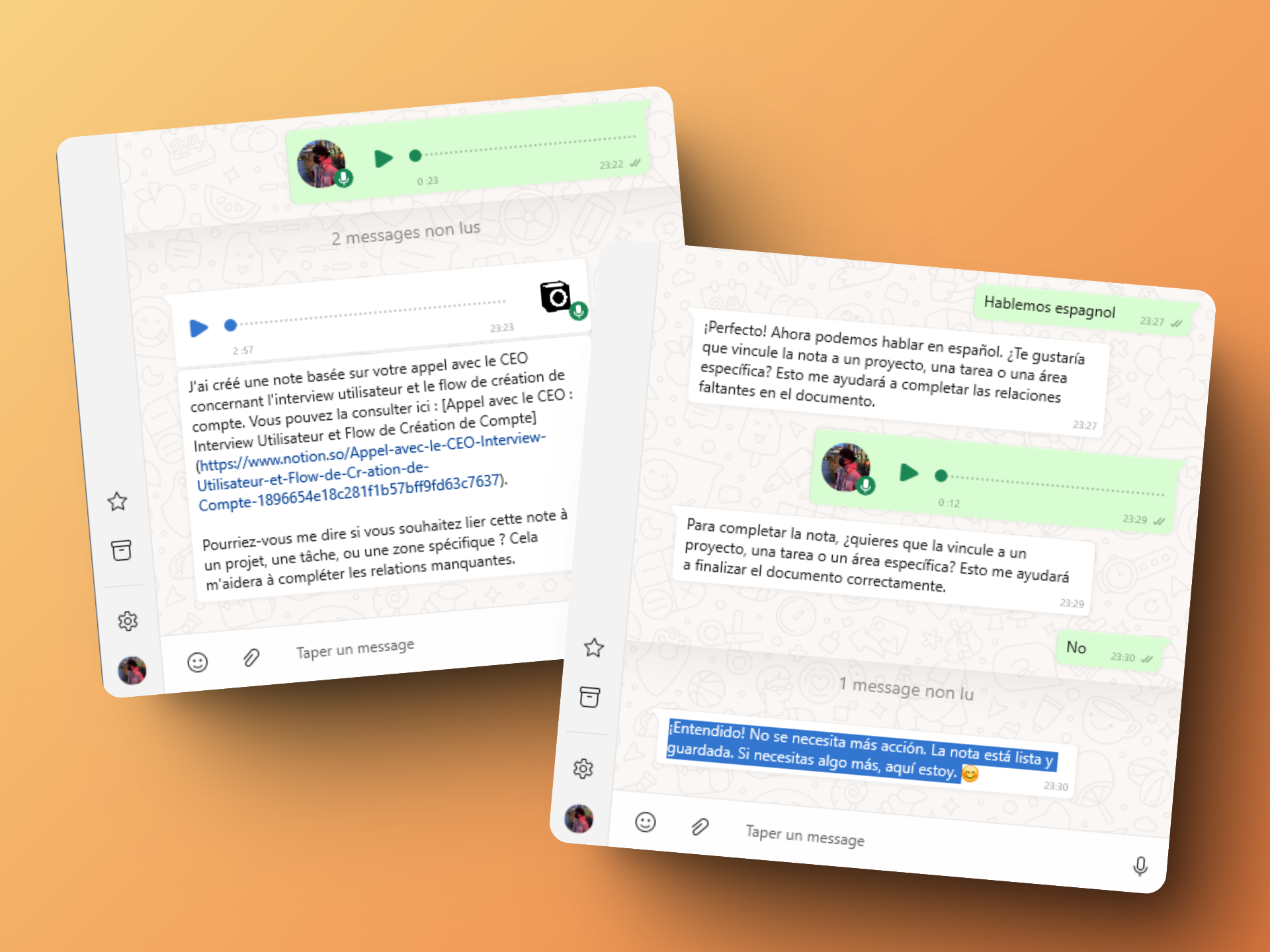 Chat with the AI in French and Spanish