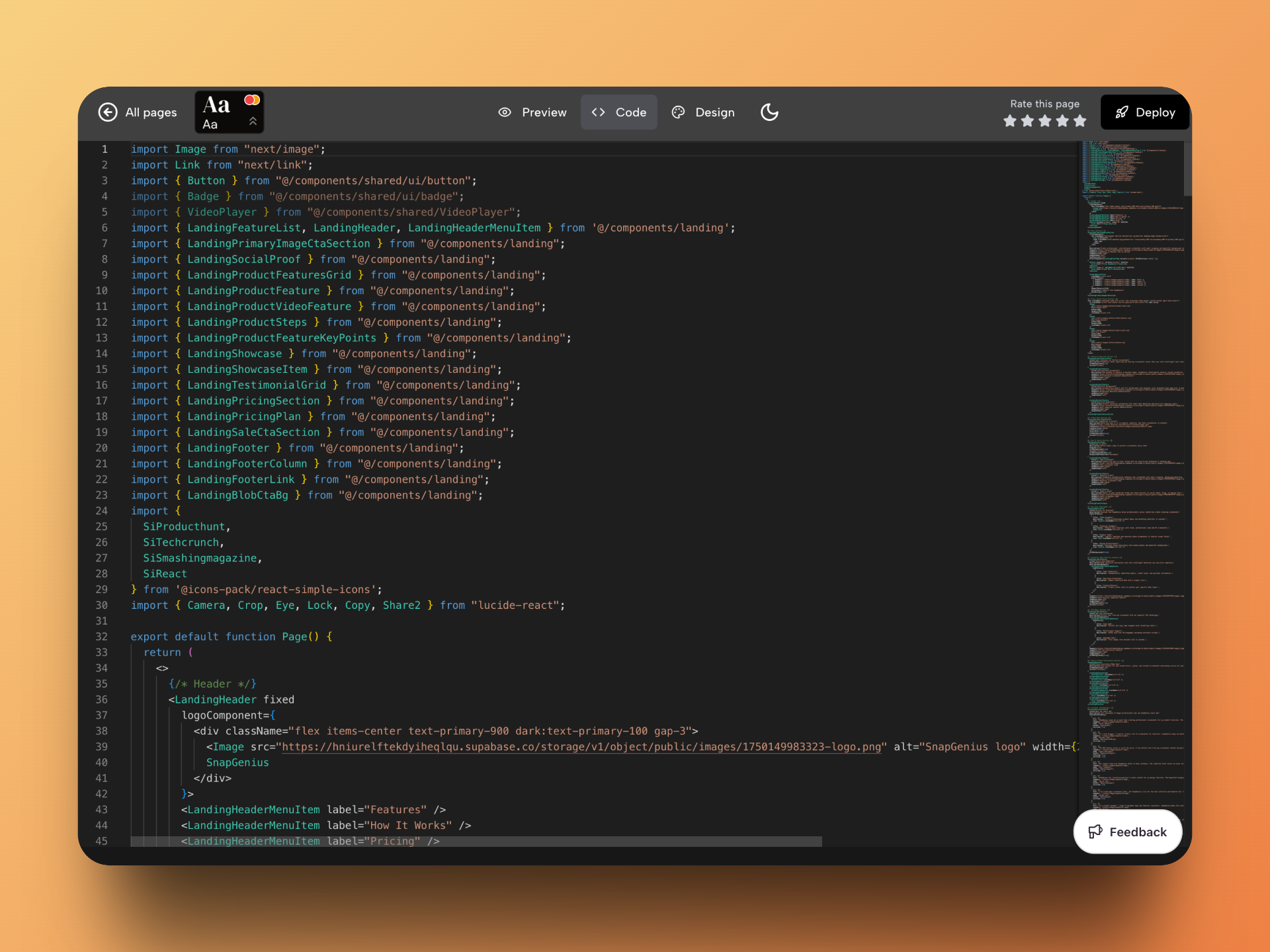 The generated code