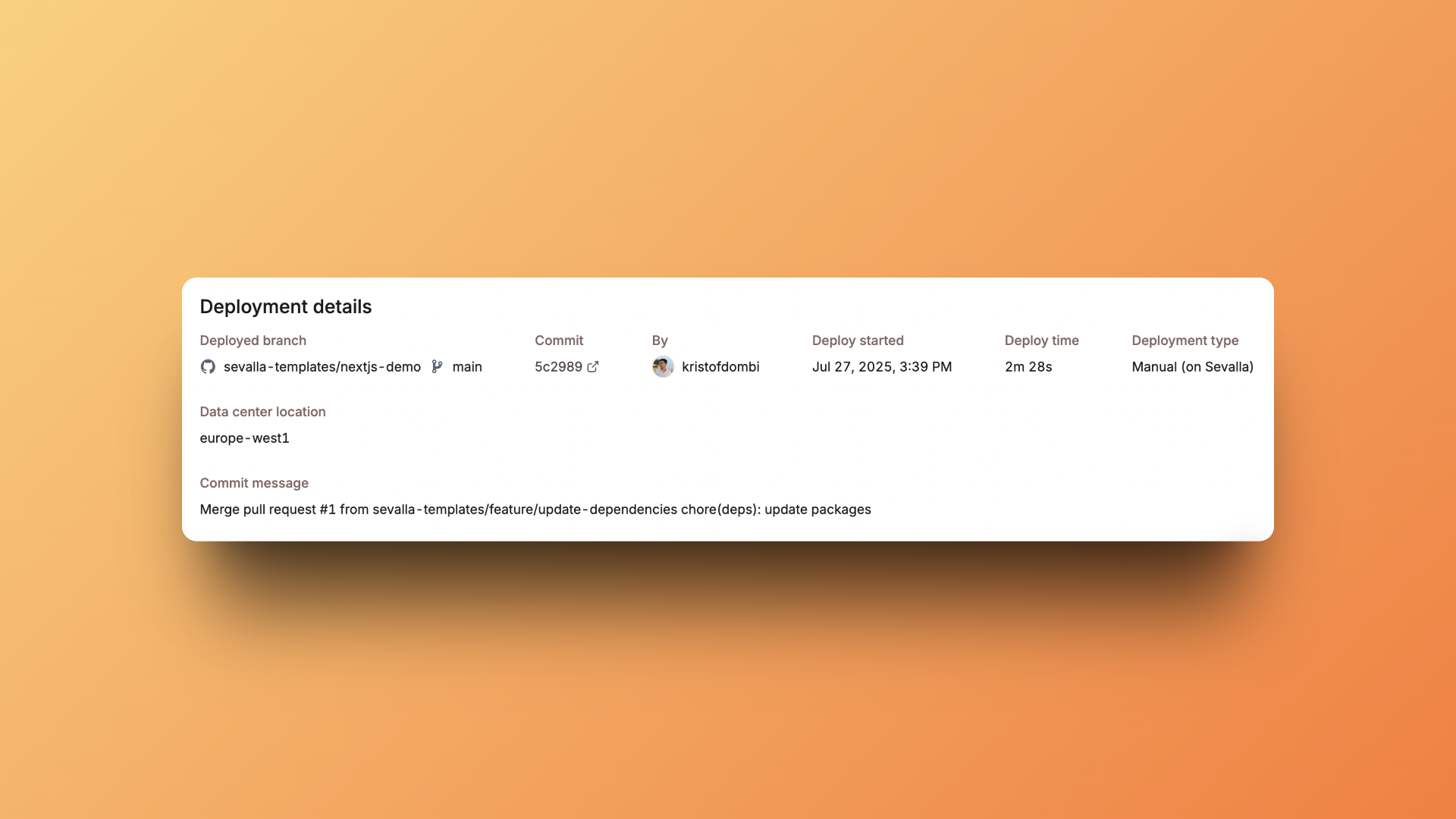 Successfully deployed Next.js application running live