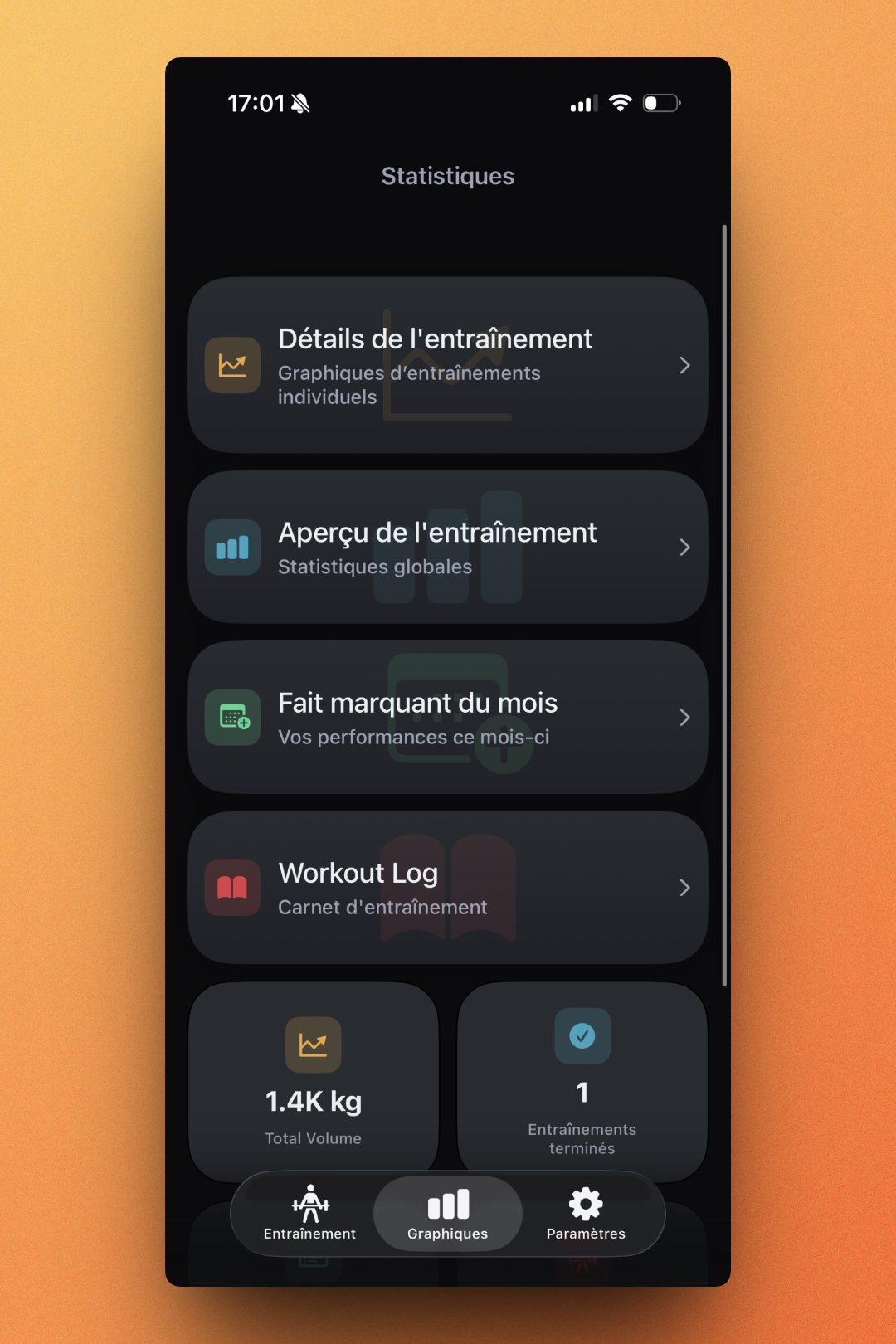 Statistics dashboard with multiple tracking options