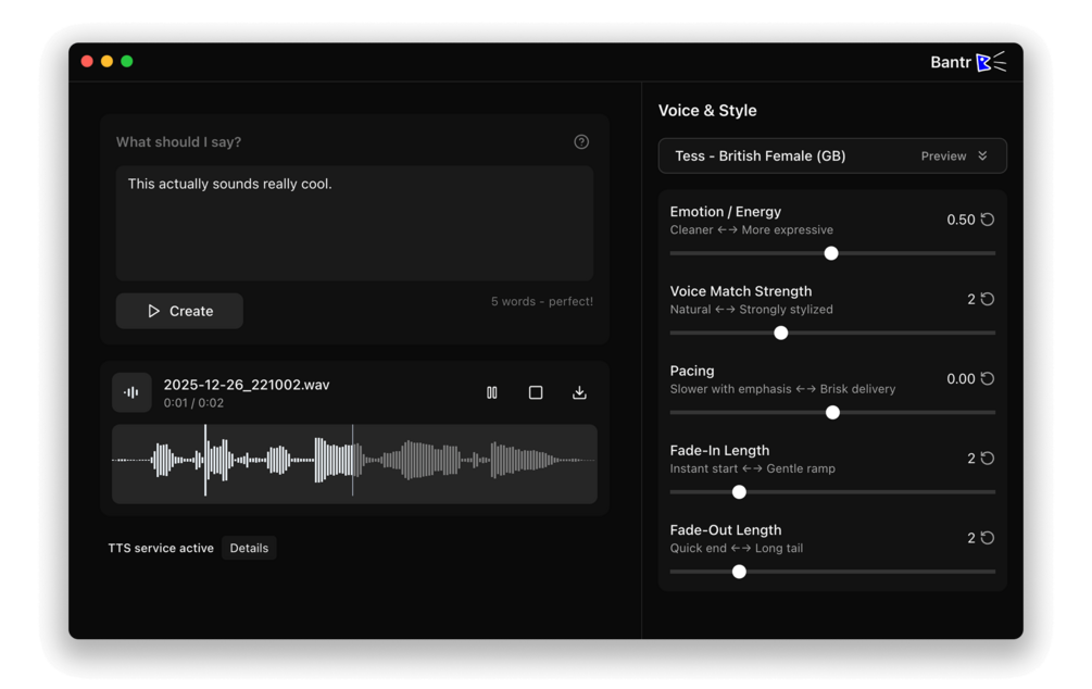 Bantr: Unlimited TTS for Mac image number 11