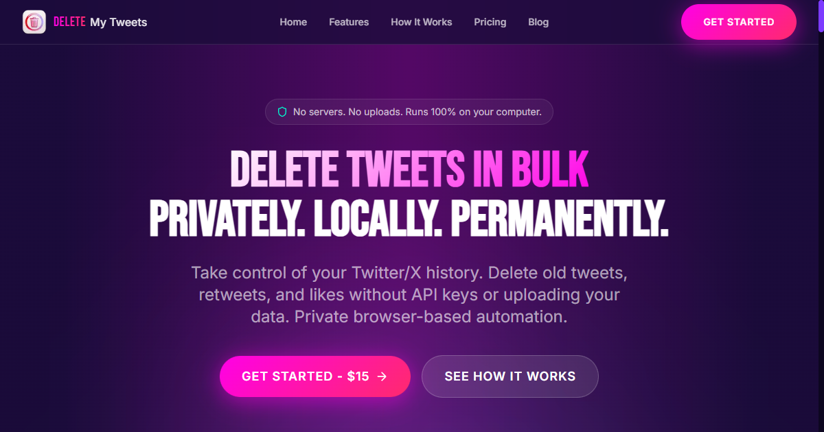 Delete My Tweets app screenshot 1